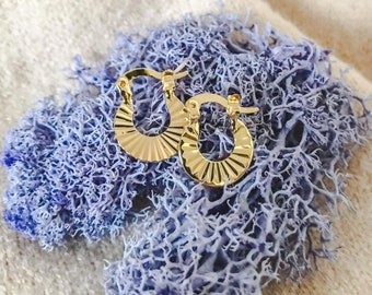 Gold Filled Disc Hoop Earrings, Small Gold Huggies, 18K Gold Filled
