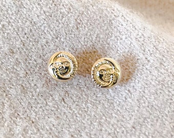 Gold Filled Sun and Moon Stud Earrings, Celestial Earrings, 18K Gold Filled