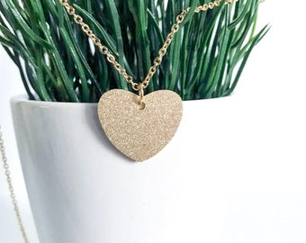 Gold Heart Necklace, Dainty Stainless Steel Heart Pendant, Everyday Minimalist Necklace