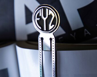 Personalized Initial Monogram Bookmark, Custom Logo Book Worm Gift with Sterling Silver and Gold