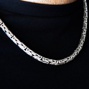 Hand Made 925 Sterling Silver Byzantine Chain Necklace, King Chain, Byzantine Euro Chain Necklace, Mens Large Euro King Chain,Men Gift Chain