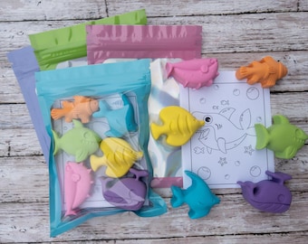 Set de regalo de crayones Ocean Life: recuerdos de fiesta para niños, regalo para calcetines navideños