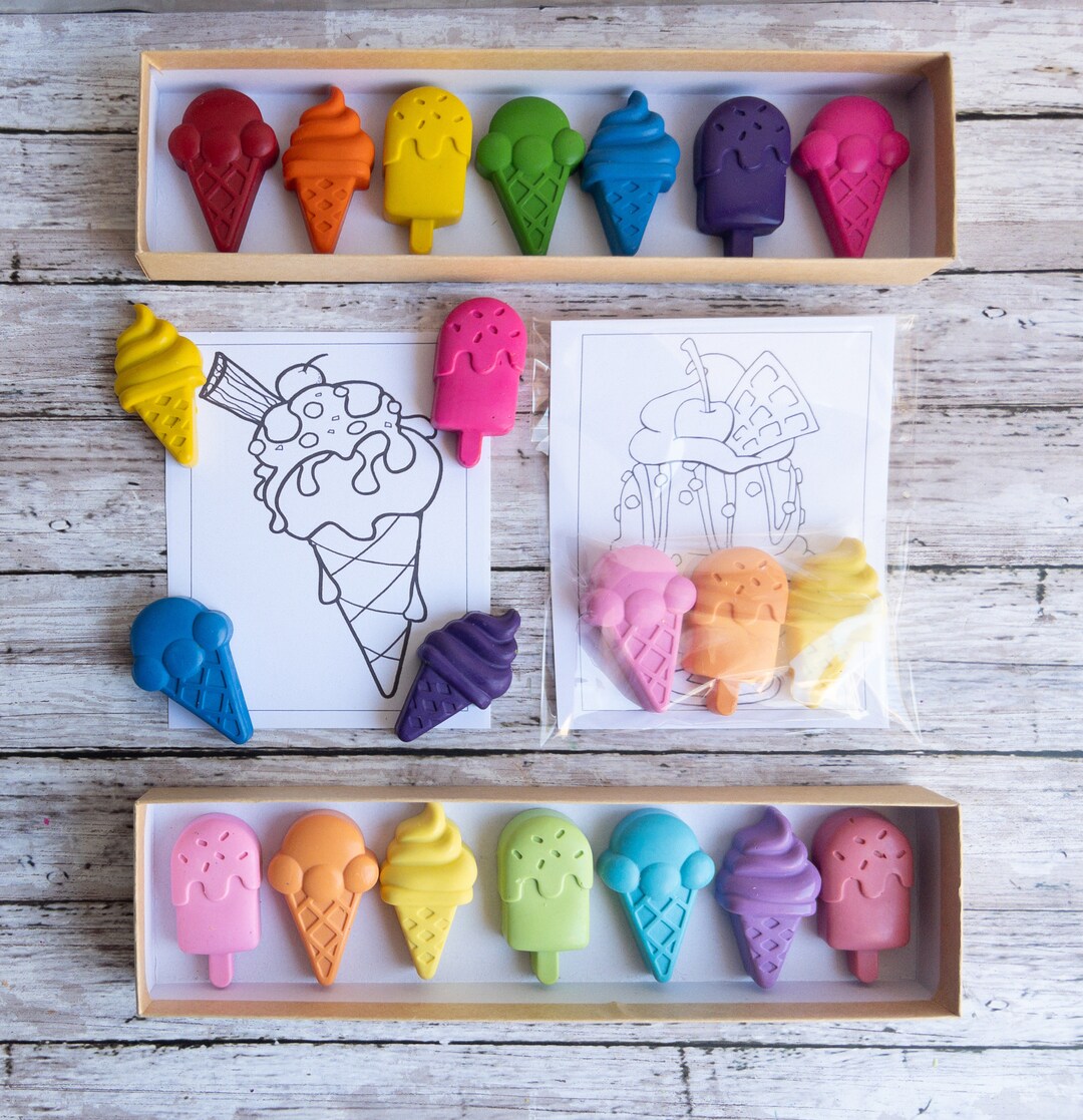 Ice Cream Crayon Gift Set, Birthday Party Favor, Kids Wedding Favor, Stocking Stuffer, Easter ...