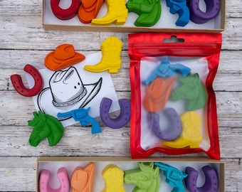 Set de regalo de crayones del Viejo Oeste: recuerdos de fiesta para niños, regalo para calcetines navideños