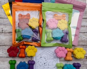Set de regalo de crayones con forma de huella de pata: Crayones para fiestas