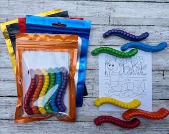 Crayones de lombrices de tierra, regalos para niños, calcetines navideños, recuerdos para fiestas preescolares, regalos para niños