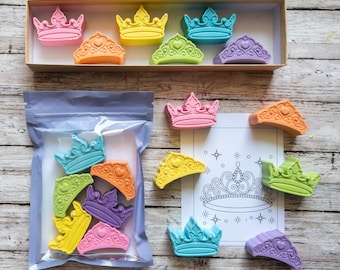 Crayones de corona de princesa pastel: set de regalo para fiestas infantiles