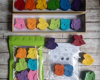 Crayones de búho para fiestas: set de regalo para niños