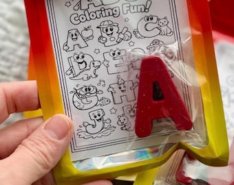 Recuerdos de fiesta con iniciales, crayones personalizados para niños, letras del alfabeto personalizadas con nombres, cumpleaños, Pascua, Navidad.
