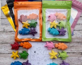 Recuerdos de fiesta de crayones oceánicos: regalos de cumpleaños para niños, regalos para calcetines navideños