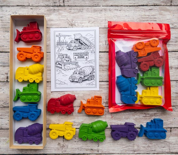 Construction Truck Crayons: Kids Party Favors, Stocking Stuffers