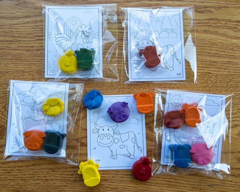 Farm Animal Crayon Party Favors Birthday Party Favor Cow Etsy