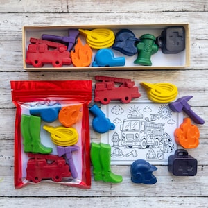 Firefighter Crayon Set: Fire Truck, Fireman Party Favors