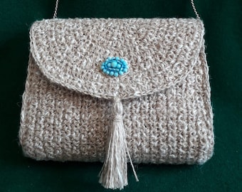 Crochet natural fiber mini summer shoulder bag - Handmade in Italy