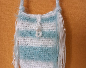 Small fairy bag shoulder bag white and blue handmade crochet - Handmade in Italy