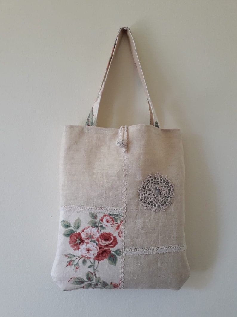 Boho Shoulder Bag in Vintage Linen Handmade in Italy - Etsy