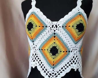 Crochet tile crochet top under jacket - Handmade in Italy