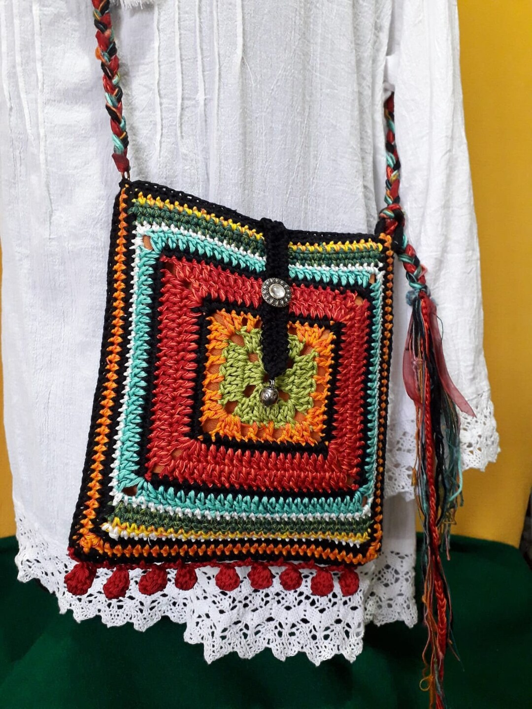 Handmade Crochet Hippie Messenger Bag Handmade in Italy Etsy