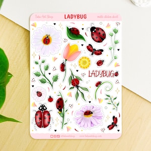 Ladybug Sticker Sheet: Matte Journal Planner Stickers