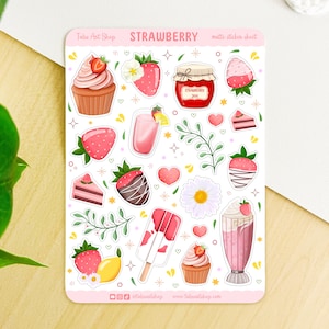 Strawberry Sticker Sheet: Matte Journal Planner Stickers