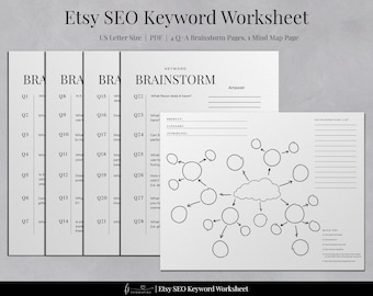 Etsy SEO Keyword Worksheet  | Tags and Titles Brainstorming Tool For Sellers To Increase Sales