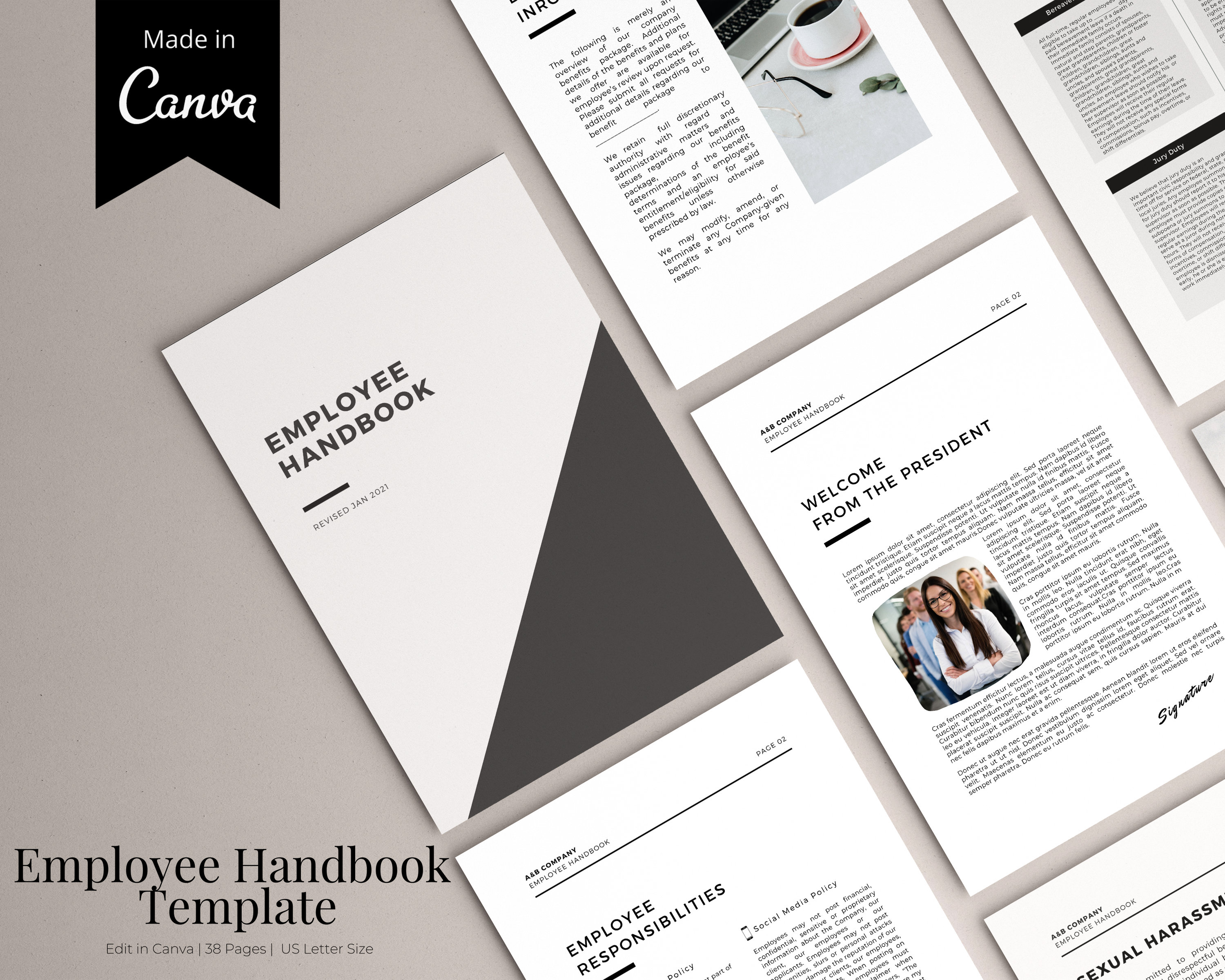 Employee Handbook Template HR Manual Template Small | Etsy