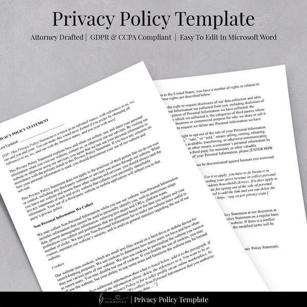 Privacy Policy Template Etsy