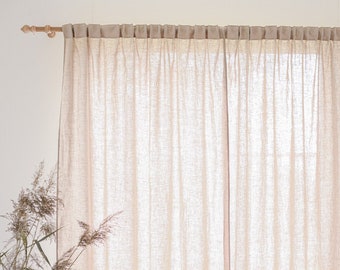 Natural linen curtains with multi-functional heading tape / Handmade linen curtains / Heading tape / Drape for relaxed look / Linen window