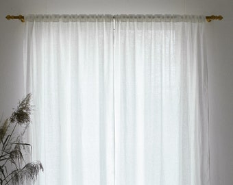 Linen curtains with heading tape / Curtains & window treatments / Rustic blinds / Heading tape / Extra long curtain panel / Bedroom blinds