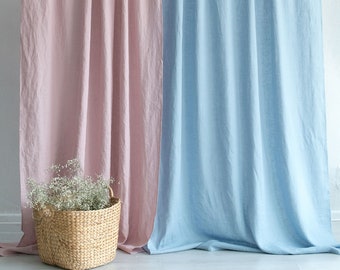 Natural linen dusty pink color curtains / Custom curtains / Rod pocket / Rustic blinds / Bedroom living room curtains blinds / Window blinds