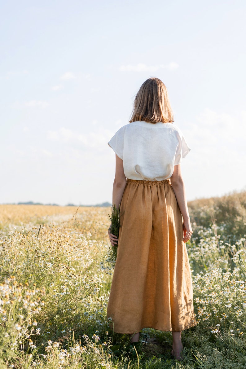 Casual Summer Top VESTA / Short Sleeve Shirt For Women / Soft Linen Blouse / Women Top Blouse / Linen Shirt / V-neck Blouse / Gift for her image 6