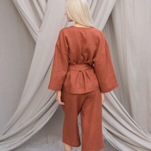 SAMPLE SALE / Oversized linen pants ORTHOSIE / Material Linen / Size S / Color Terracotta / Joggers for women / Ready to Ship image 2