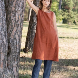 SAMPLE SALE / Above knee length dress SARASWATI / Loose dress / Color In Photo Terracotta / Size S image 3