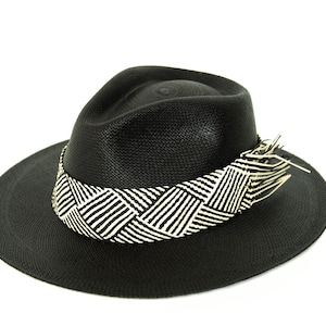 Black Genuine Panama Hat / Toquilla Straw / Handwoven in Ecuador