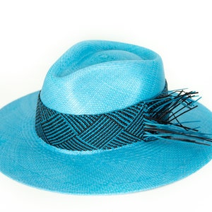 Turquoise Genuine Panama Hat / Toquilla Straw / Handwoven in Ecuador