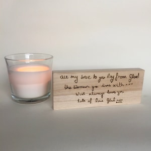 Handmade personalised handwriting plaque, memorial, gift, remembrance gift, anniversary, actual handwriting, custom, wooden block, decor