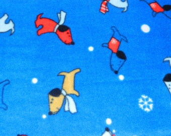 Royal Blue, polar antypillingowy z motywem psów, 1 jard (60 cali szerokości)