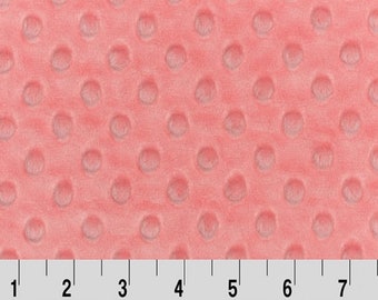 Coral Minky Fabric Remnant, Dimple Dot Cuddle Fabric (32x34 inches)
