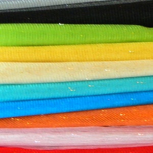 Glitter Tulle Fabric, 36 Long by 62 Wide, 5 Colors, Red, White, Ivory, Turquoise, Pale Pink