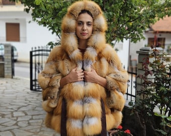LUXURY Silver FOX Fur Cape/jacket With Whole Skins,fur Jacket