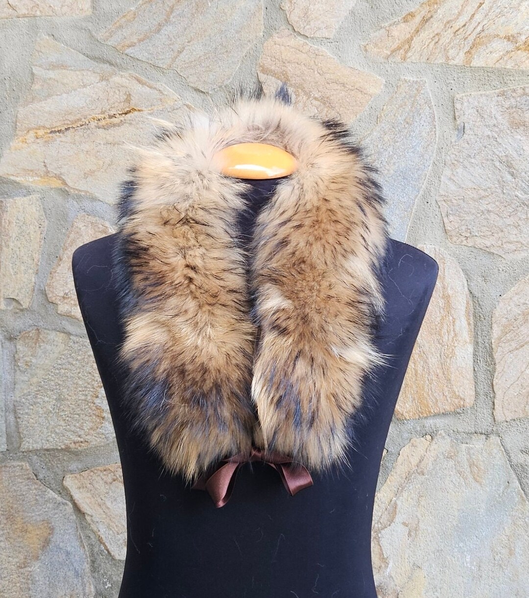 Ivoire - Pompons en fourrure de raton laveur tricotés, lot de 5 pièces