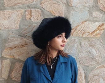 Fur hat,fox fur and real leather hat,real fur hat