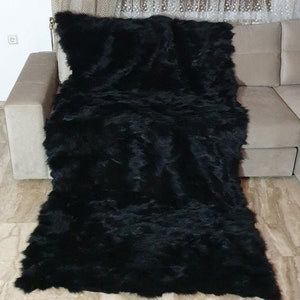 Black fox fur blanket,real fur blanket