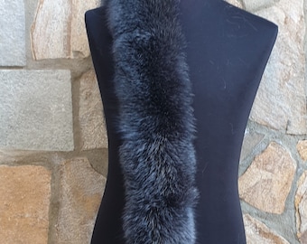Fox Fur Hood Trim: Handmade Fur Scarf, Collar (1.96&quot; Width)