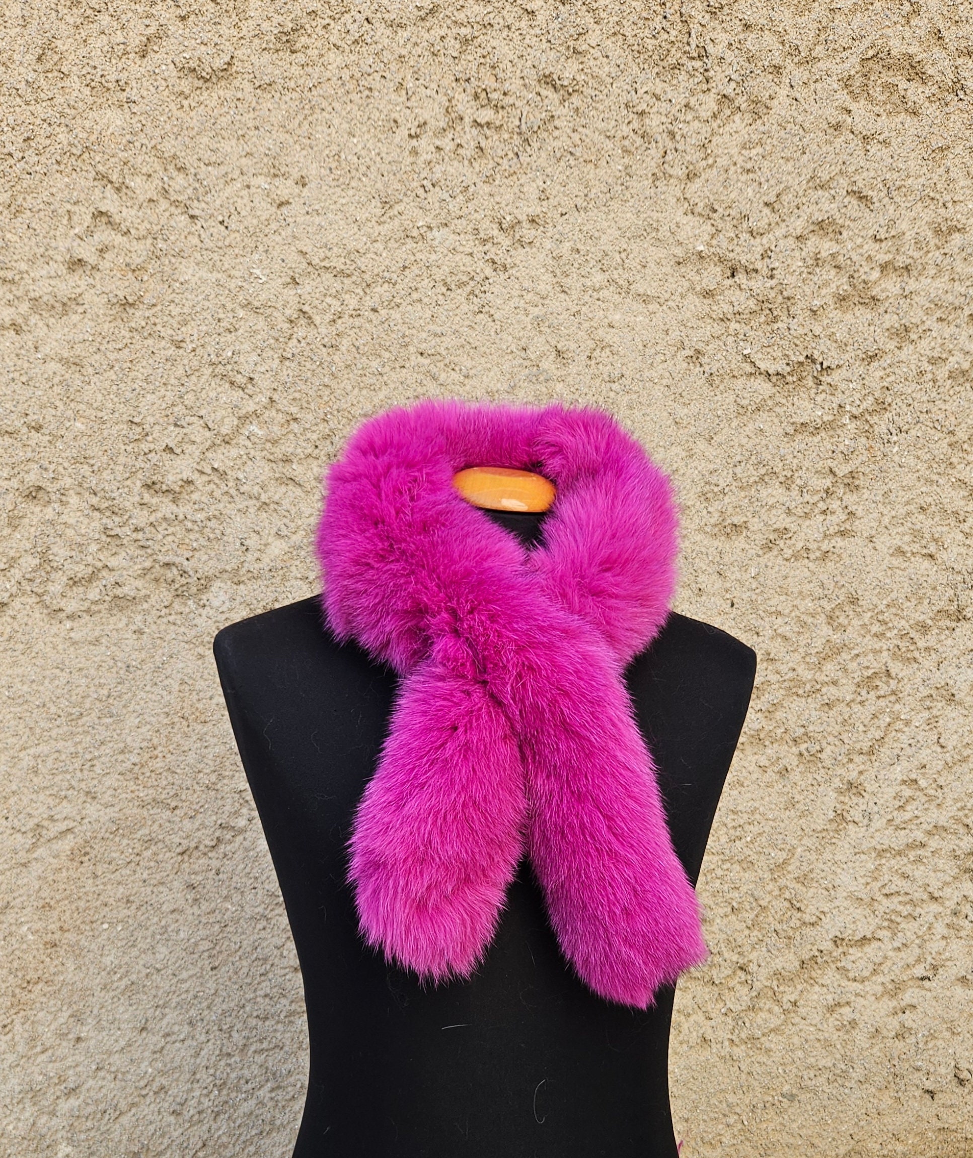 Fur Scarf, Fuchsia Fox Scarf,real Fox Fur - Etsy
