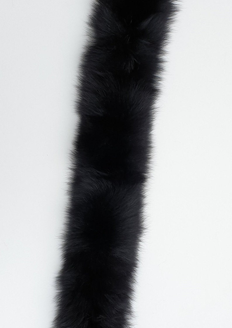 Fur trim for hood, black fox fur collar image 2