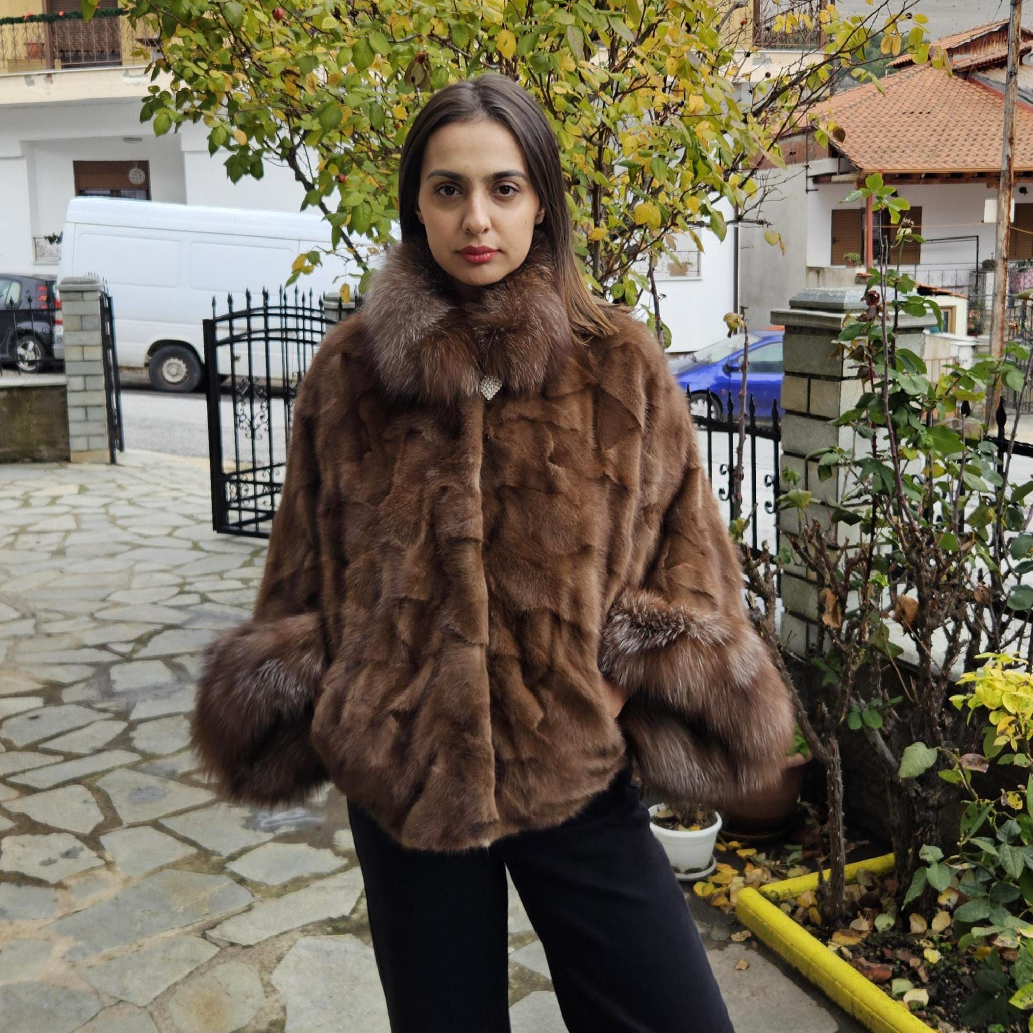 Fur Cape,brown Mink Cape,real Mink Poncho - Etsy