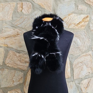 Fur scarf, real fox fur scarf,black fur scarf