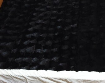 Black mink fur blanket,real fur blanket