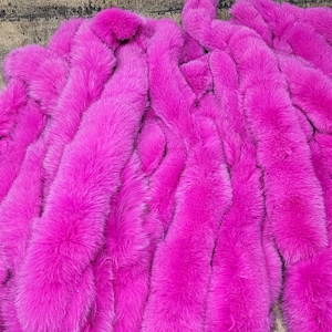 Fur strips,fox fur trims,real fur, fuchsia fur strips